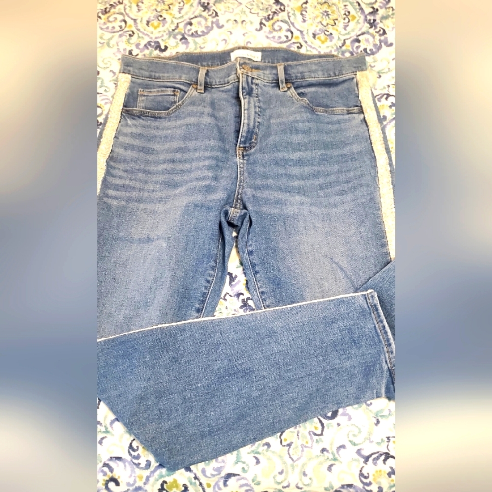 Loft jeans with beads down the legs. Like a tuxedo stripe.